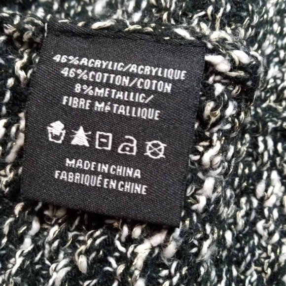 Charlie Paige Womens Sweater Cardigan Black L Open Front Fringe Metallic Evening - Picture 11 of 11